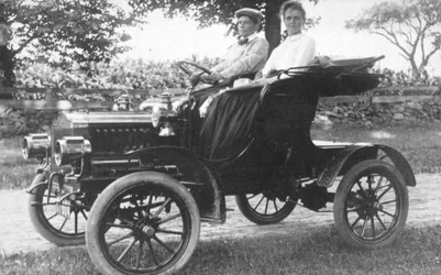 Frances Kellor and Mary Dreier Seated in an Early Automobile, c.1910